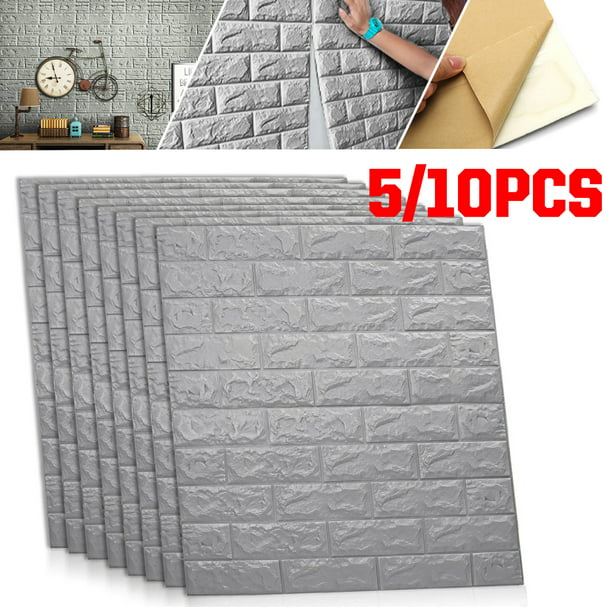 3D PE Foam Self Adhesive Wall Sticker Panel Wall Cover Home Decor 1/5/10X